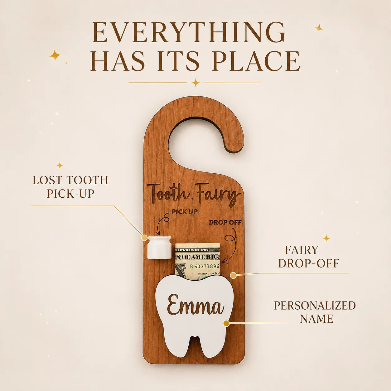 ✨Wooden Customized Tooth Fairy Door Hanger🦷