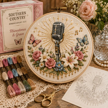 🌼 Beginner-Friendly Dolly Southern Country Needlework DIY Kit | Complete Kit with Pre-Printed Fabric, Wooden Hoop, Floss, Needles & Step-by-Step Guide Included 💕