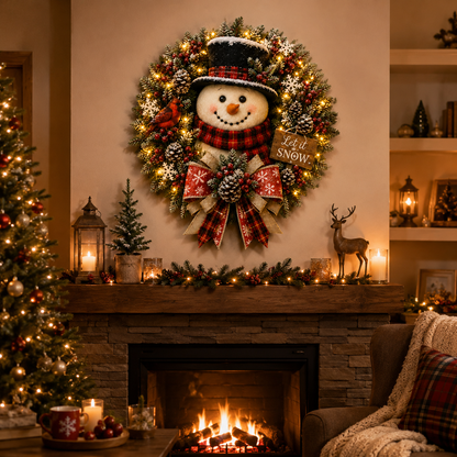 🎁Hot Sale 40% OFF⛄ Snowman Lighted Christmas Wreath✨