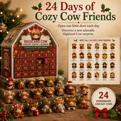 2026 Highland Cow Crochet Advent Calendar – 24 Days of Cozy Cow Friends