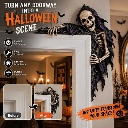 💀🚪 Creeping Reaper Corner Accent – Gothic Doorway Peeker for Halloween & Horror Décor