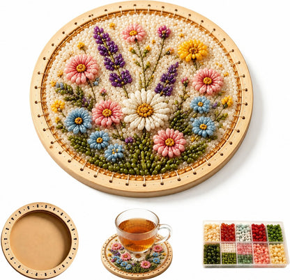 🧵💖 DIY Handmade Floral Beaded Coaster Kit – Relax, Create & Decorate Your Home