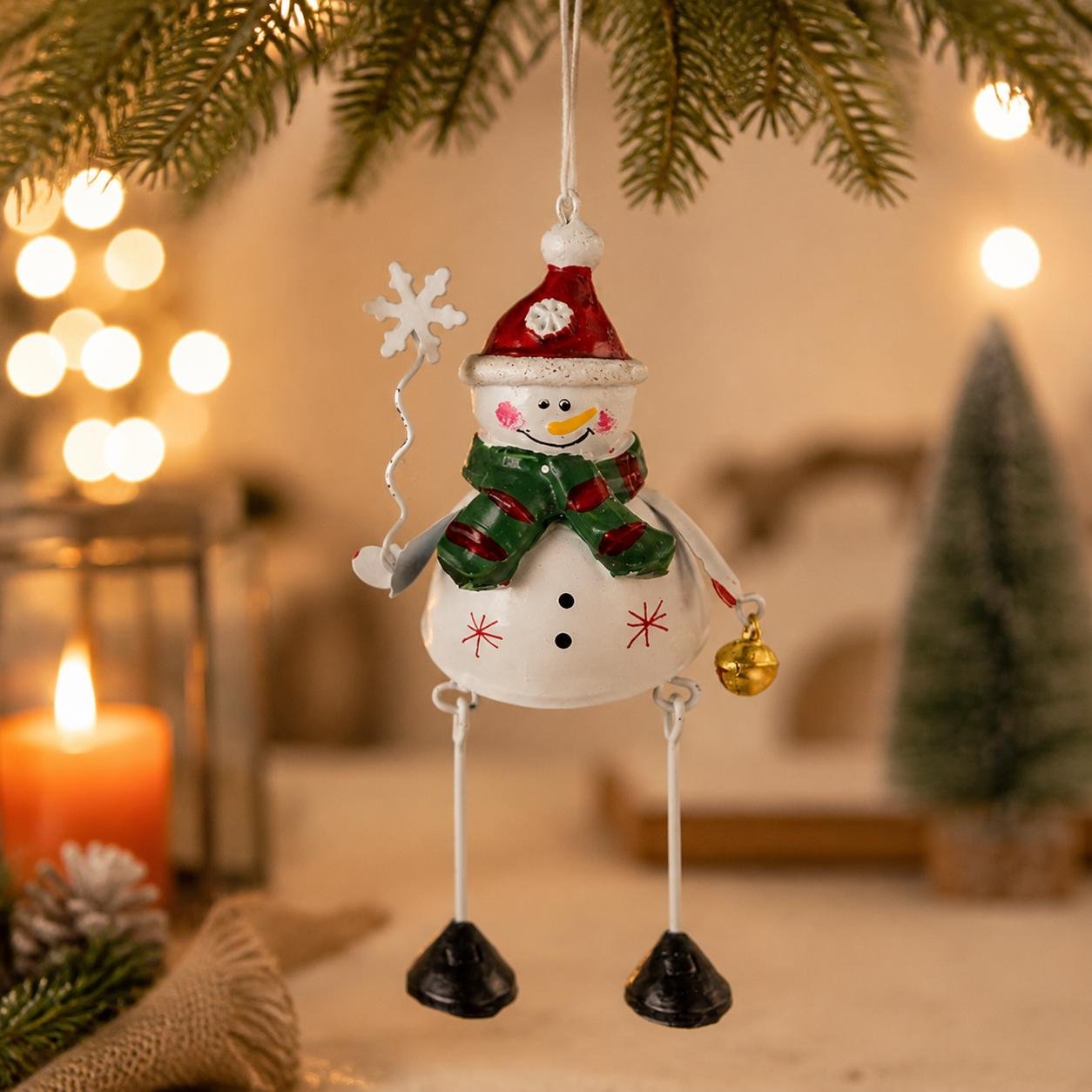 🌲✨ Hand-Painted Metal Dangling Leg Christmas Ornaments