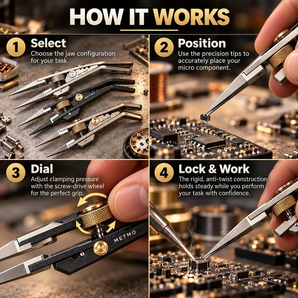 💥🏆🔧 Precision Locking Tweezers – Adjustable Grip & Interchangeable Jaws 🎯