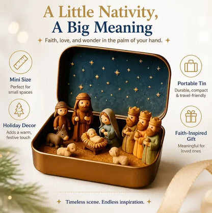 🔥Last Day 49% OFF - ✝️Religious Pocket-Size Mini Nativity Scene Set with Storage Box