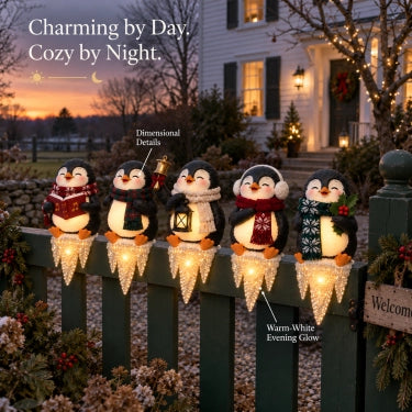 Lighted Penguin Icicle Window Ledge Set image 20