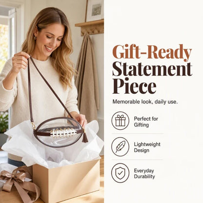 🏈 Clear Football-Shaped Crossbody Bag – Game-Day Style Meets Everyday Convenience