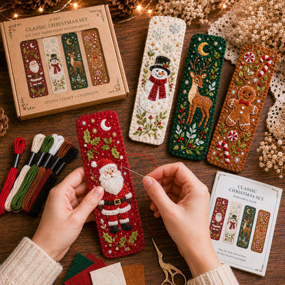 ⏳ Last Day 49% OFF – 🎄 DIY Felt Embroidery Bookmark Kit