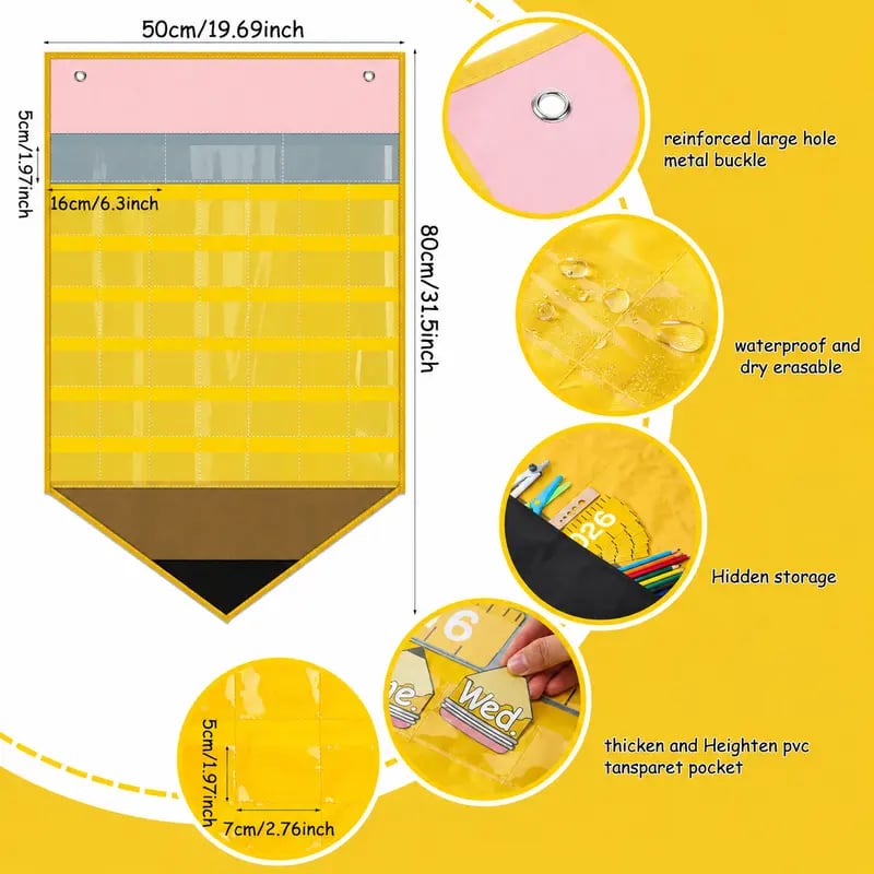 🍎📅 Back to School 2026-2028 Classroom Pencil Calendar Pocket Chart | Fun Learning Tool for Teachers