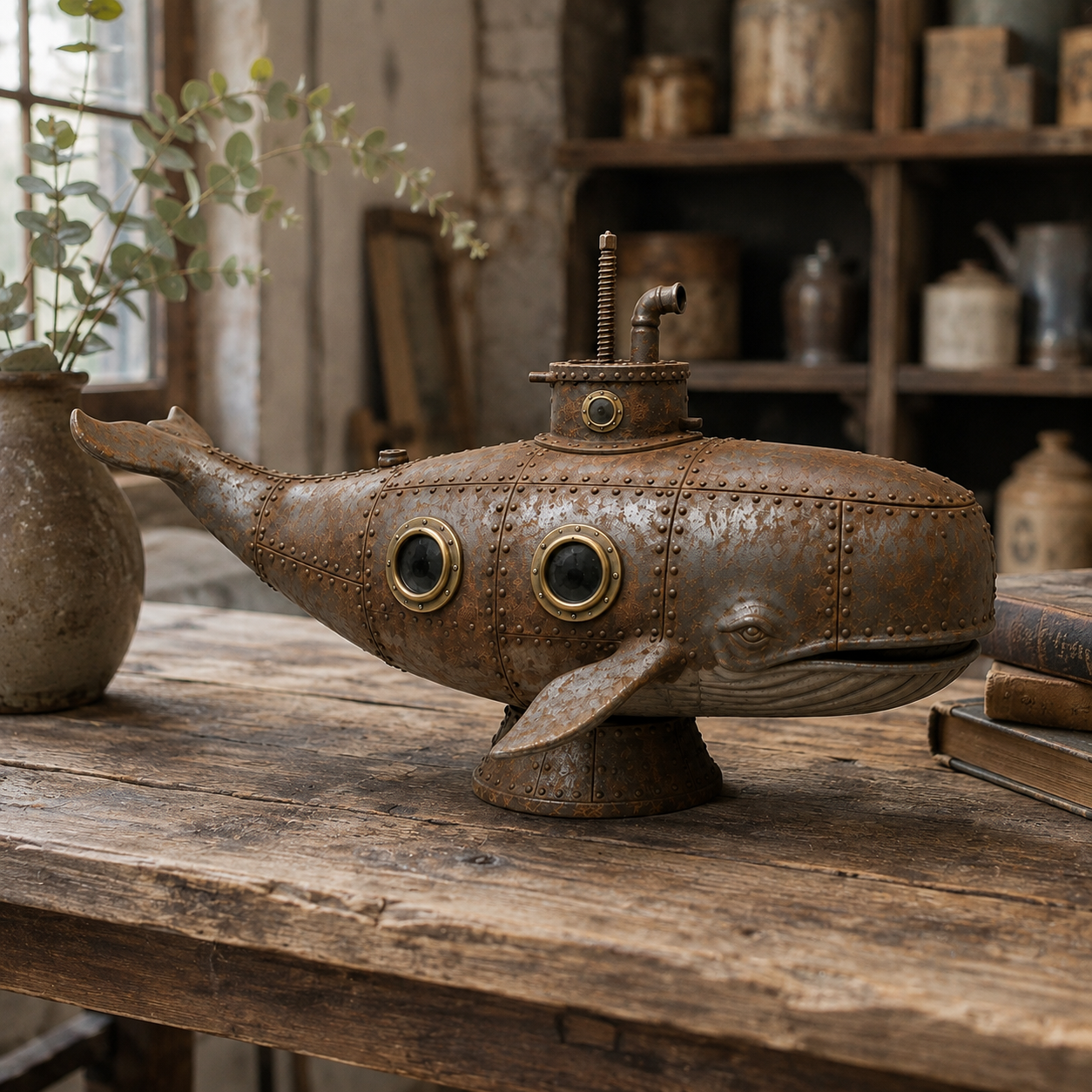 Vintage Mechanical Whale Sculpture