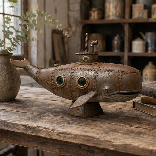Vintage Mechanical Whale Sculpture