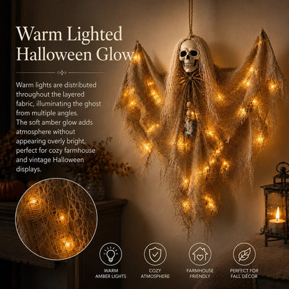 Lighted Winged Skeleton Ghost Halloween Décor