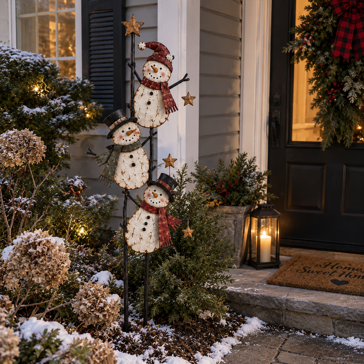 Vintage Climbing Snowman Garden Stake