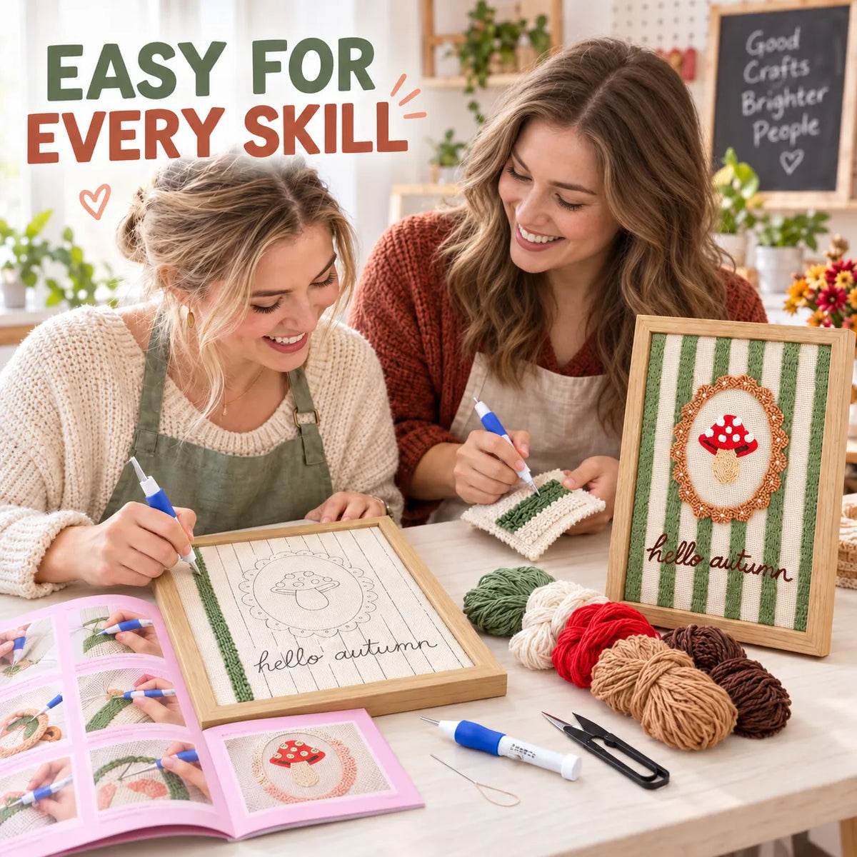 🔥Last Day 50% OFF - 🧵🍄Autumn Mushroom Punch Needle Kit