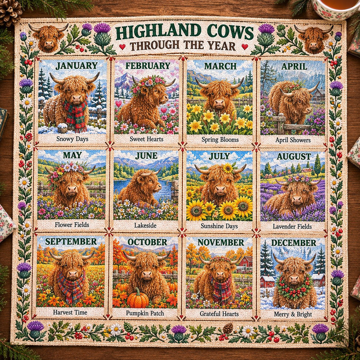 🧵🌷 Stitch the Seasons – 12-Month Embroidery Sampler Collection