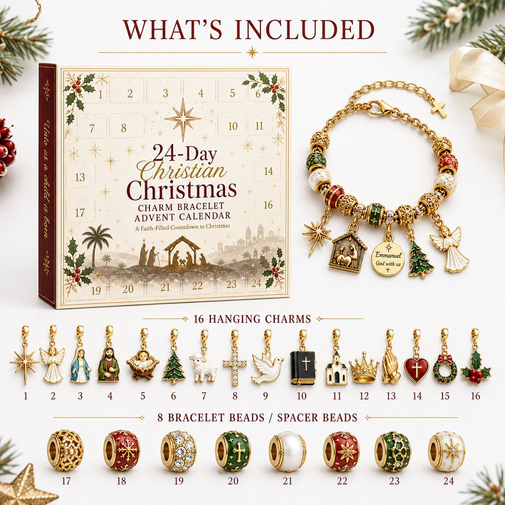 🔥Flash sale 49% OFF - 24-Day Christian Christmas Charm Bracelet Advent Calendar