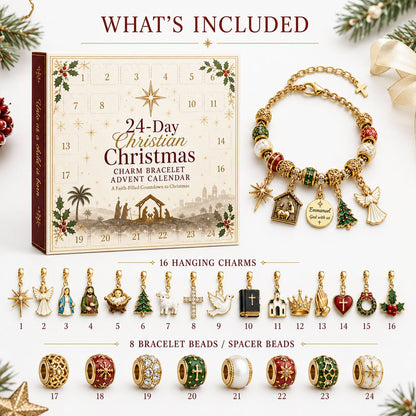 🔥Flash sale 49% OFF - 24-Day Christian Christmas Charm Bracelet Advent Calendar
