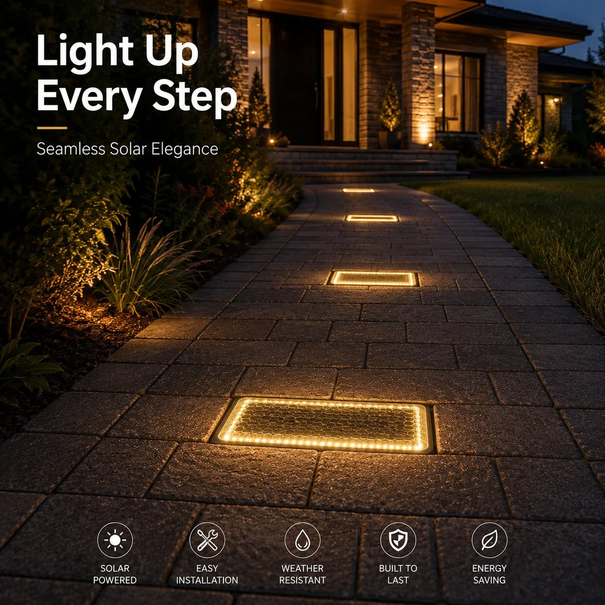 ⭐☀️ Solar Paver Lights 4'×8' – Warm White Recessed Ground Lights for Driveways, Walkways & Patios