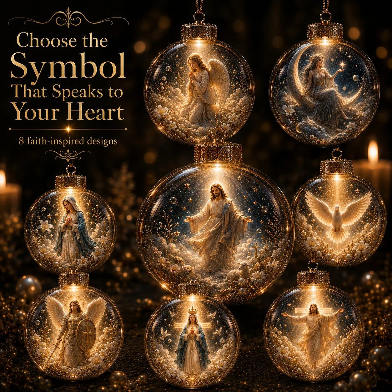 🔥🎁⏳ Last Day 49% OFF – ✝️ Illuminated 3D Christian Faith Ornament Collection | Clear Globe with Sacred Figures, Warm Golden Glow & 8 Meaningful Designs ✨