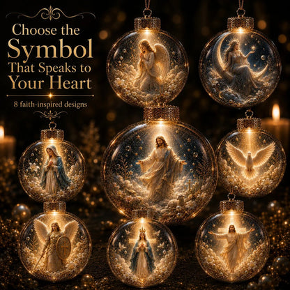 🔥🎁⏳ Last Day 49% OFF – ✝️ Illuminated 3D Christian Faith Ornament Collection | Clear Globe with Sacred Figures, Warm Golden Glow & 8 Meaningful Designs ✨