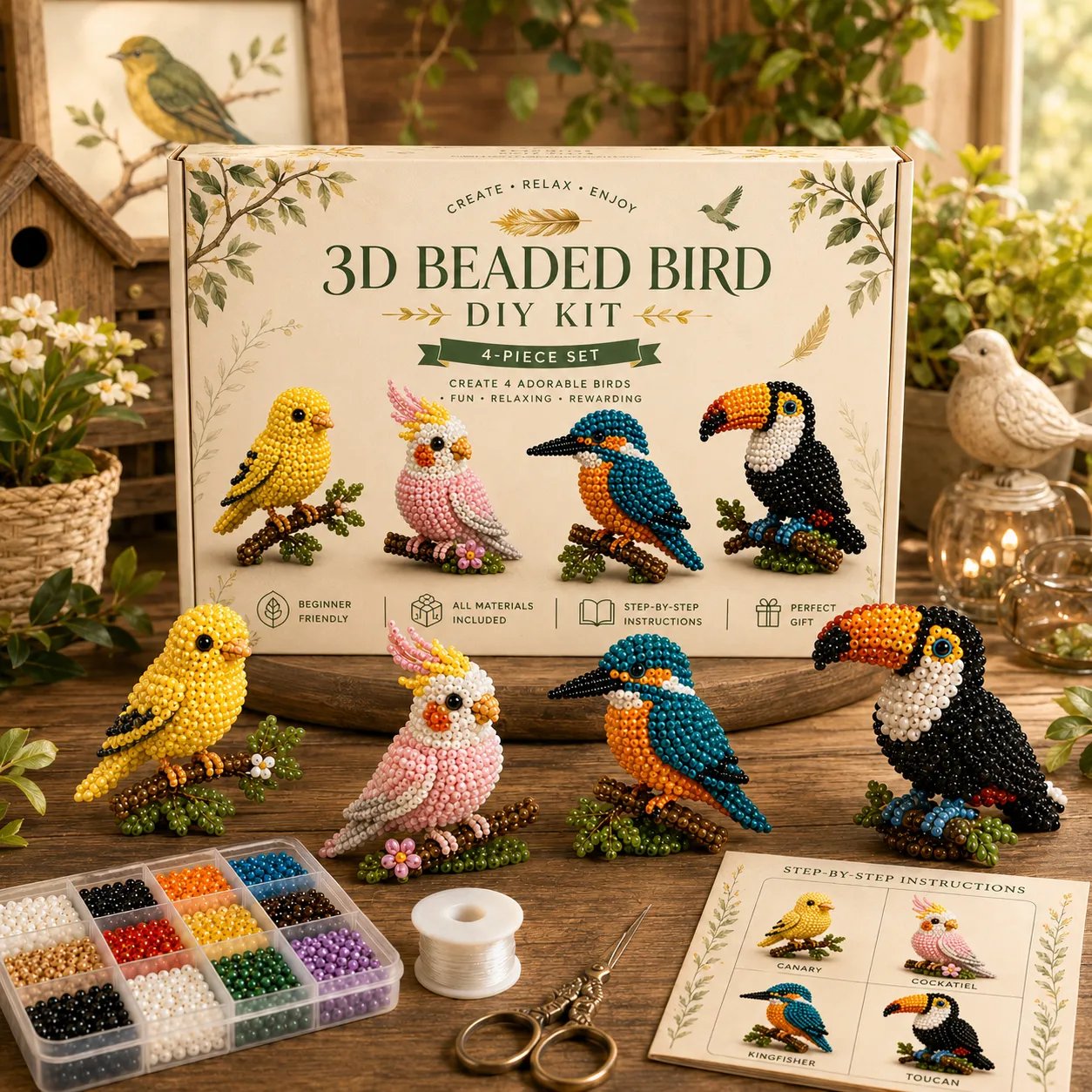 🐦LIMITED TIME SALE 50% OFF🧵✨ Creative Beaded Mini World 3D DIY Kit Collection👠