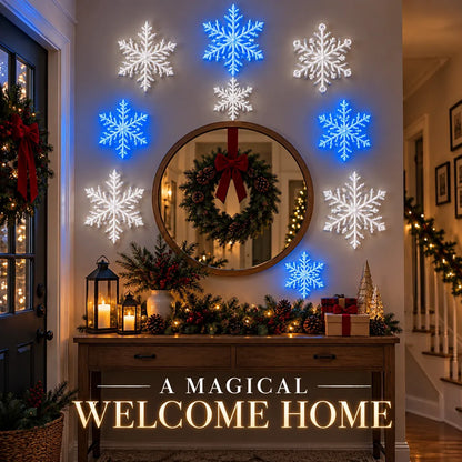 ⏳ Last Day 49% OFF – ❄️ LED Snowflake Wall Lights | 3D Christmas Snowflake Décor with Blue & White Glow, Remote Control & Magical Indoor Holiday Atmosphere ✨