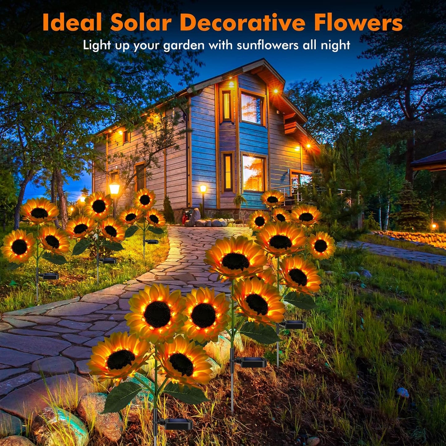 2-Piece Solar LED Sunflower Garden Lights, Realistic