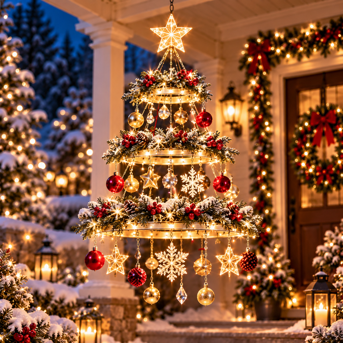 ✨ Holiday Hanging Light – Illuminated Christmas Garden & Porch Décor