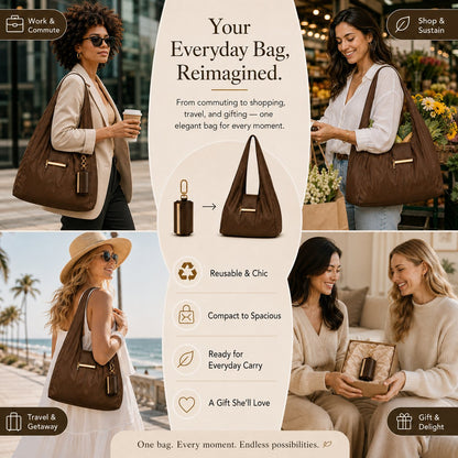 🎁Varelli Charm Transformable Bag – Stylish Vegan Leather Tote & Keychain Charm