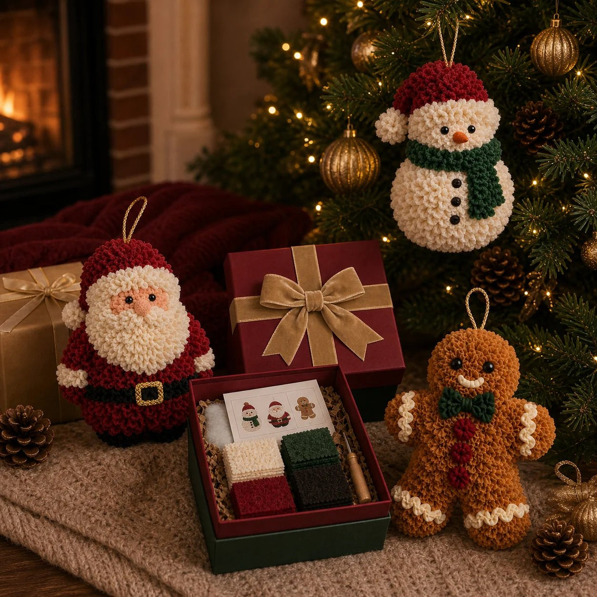 🎄🧵 Cozy Christmas Fabric Poke Ornament Kit – Create Your Own 3D Holiday Keepsake