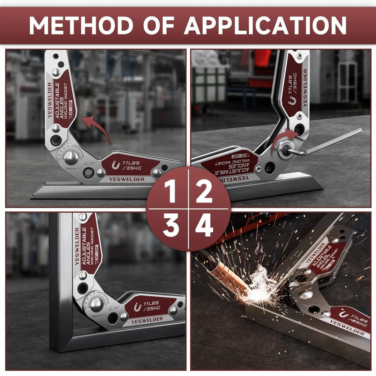 🧲 Adjustable-Angle Welding Magnet – 48 or 77 lb