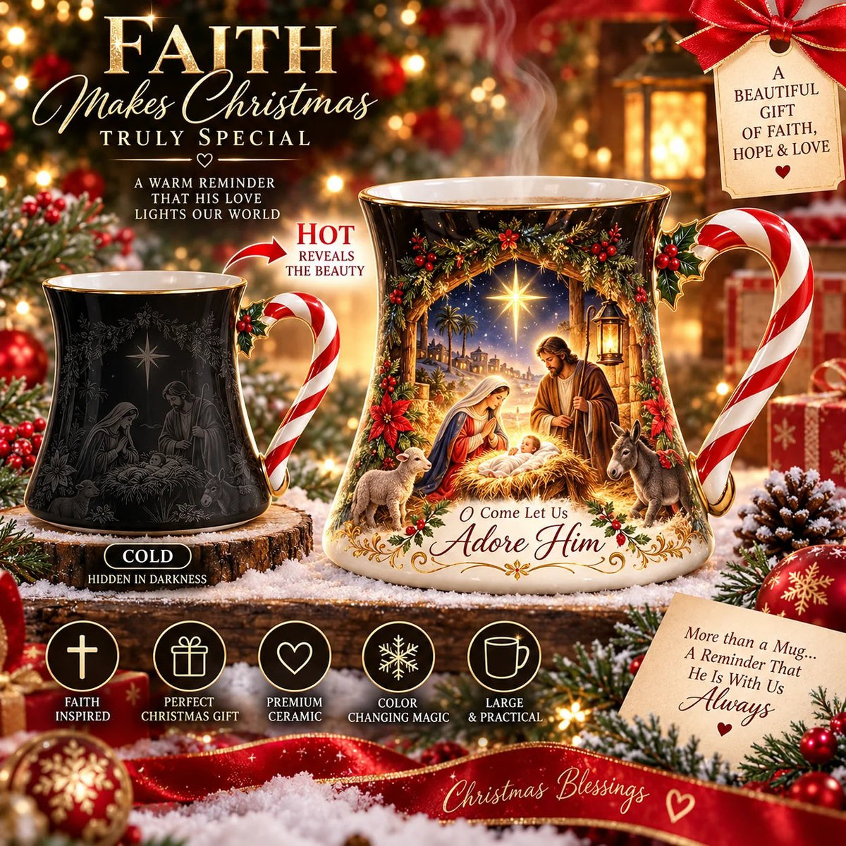 ⏳ Letzter Tag: 49 % Rabatt – 🎄 Weihnachtszauber-Tasse mit Thermo-Effekt | 350 ml Farbwechsel-Tasse „Weihnachtsdorf“ ☕
