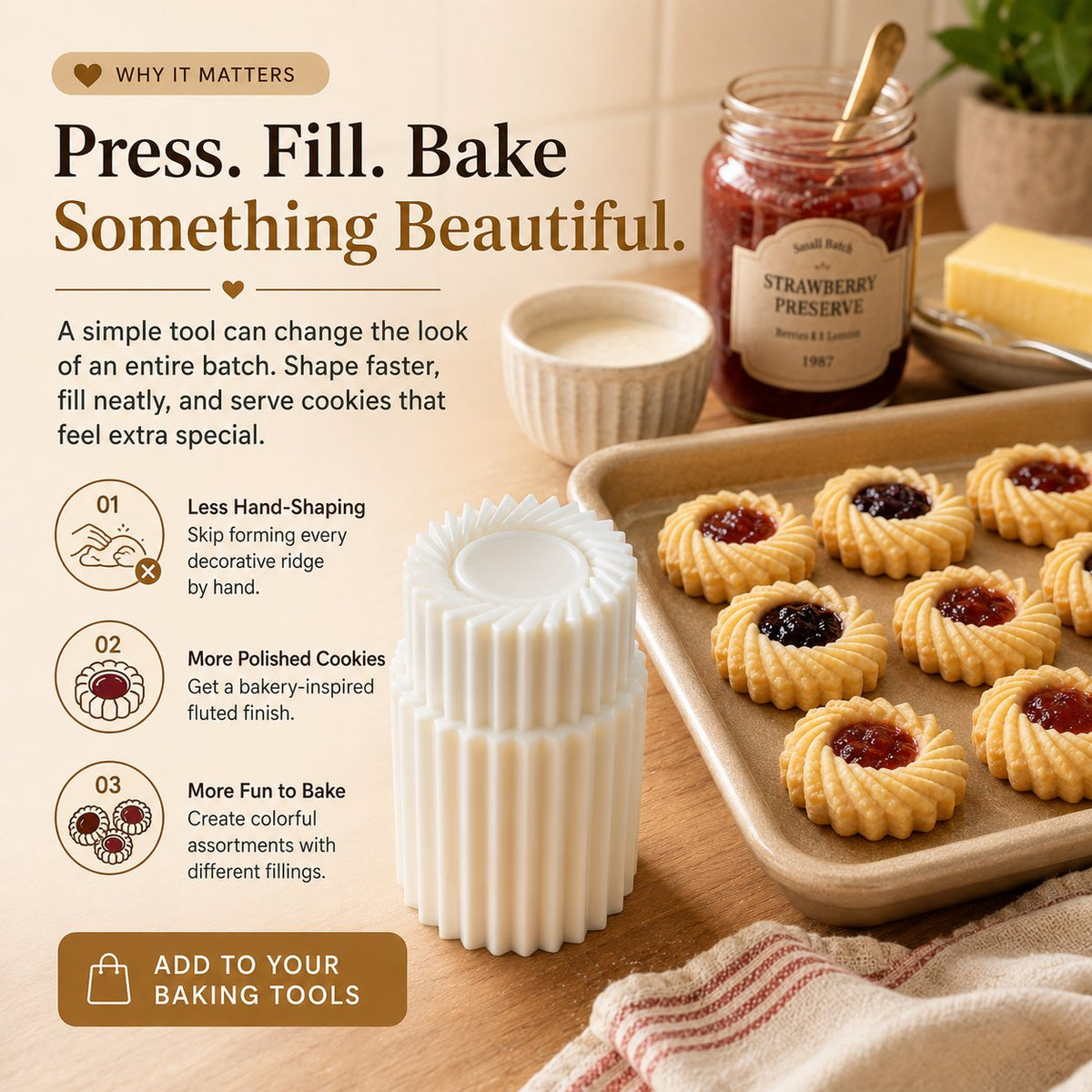🍪Fluted Jam Cookie Press