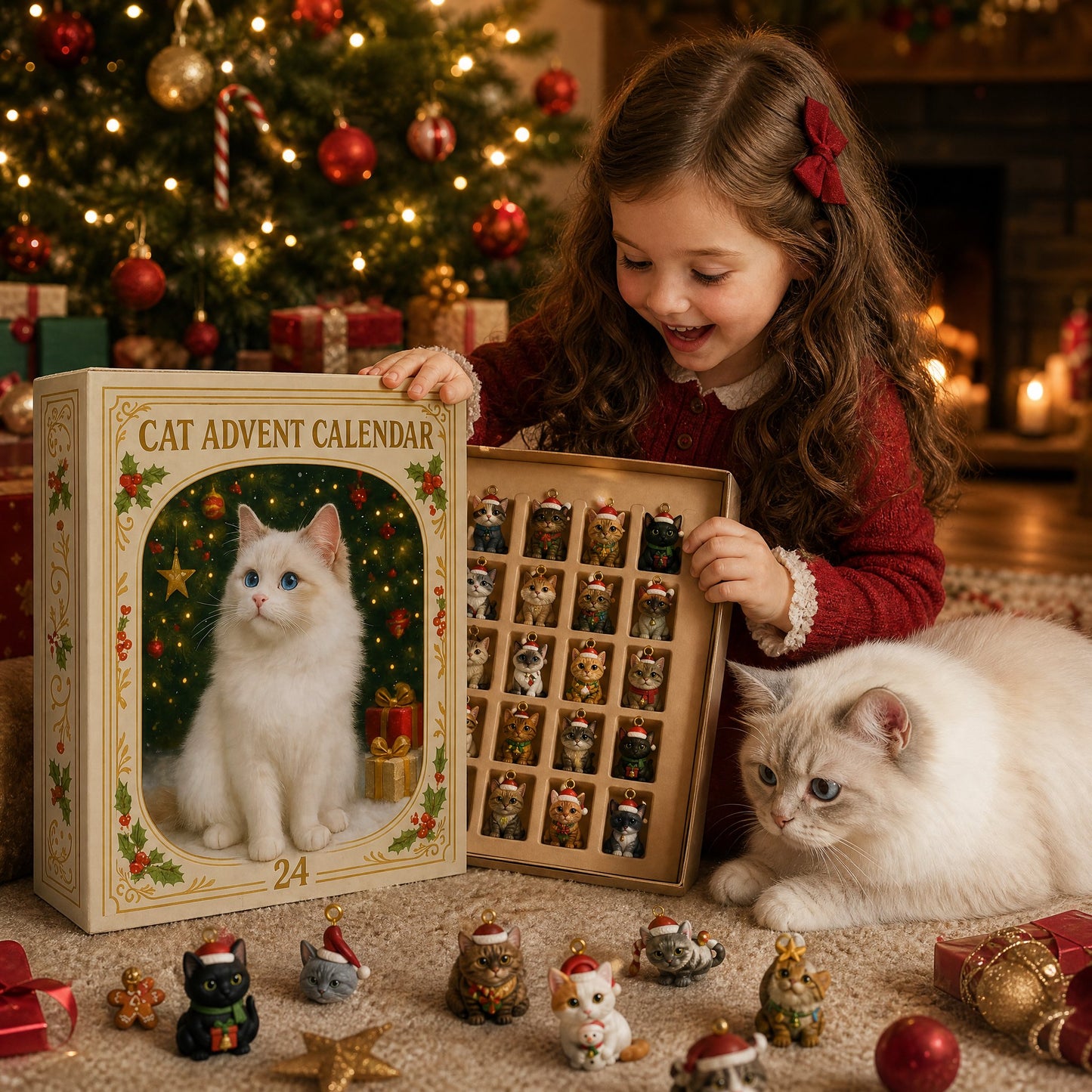 Advent Calendar 2026 Cat Advent Calendar Gift for Adults Friends Cat Owners and Lovers Christmas Holiday Countdown Gift 24 Designs Cats Charm Christmas Tree Ornament