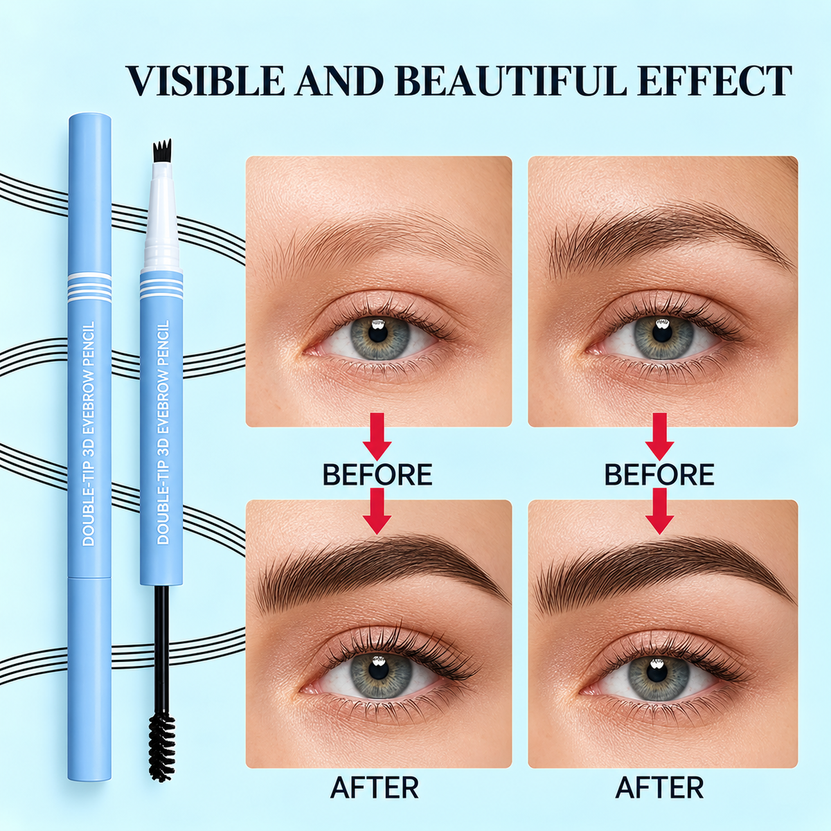 2-in-1 Waterproof Micro-Fork Eyebrow Pen-Tinted Gel Cosmetic🖌️