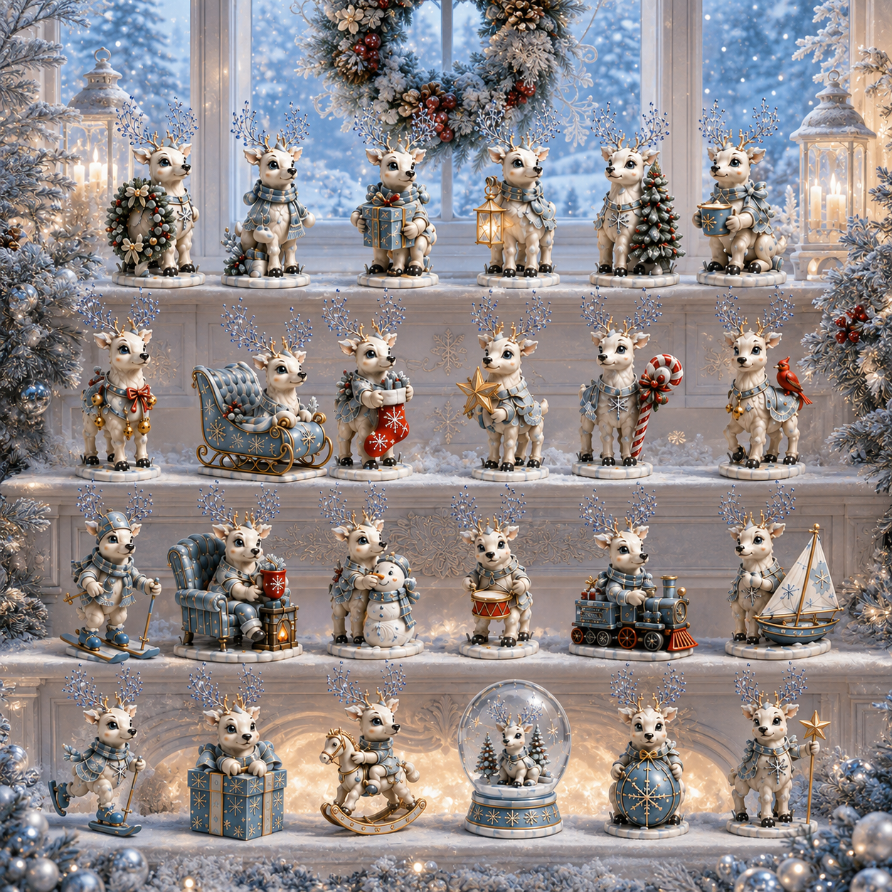 ✨24-Day Christmas Countdown Advent Calendar –Snowy Reindeer Ornament