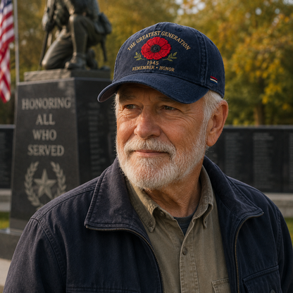 The Greatest Generation 1945 Memorial Poppy Cap – Remember & Honor