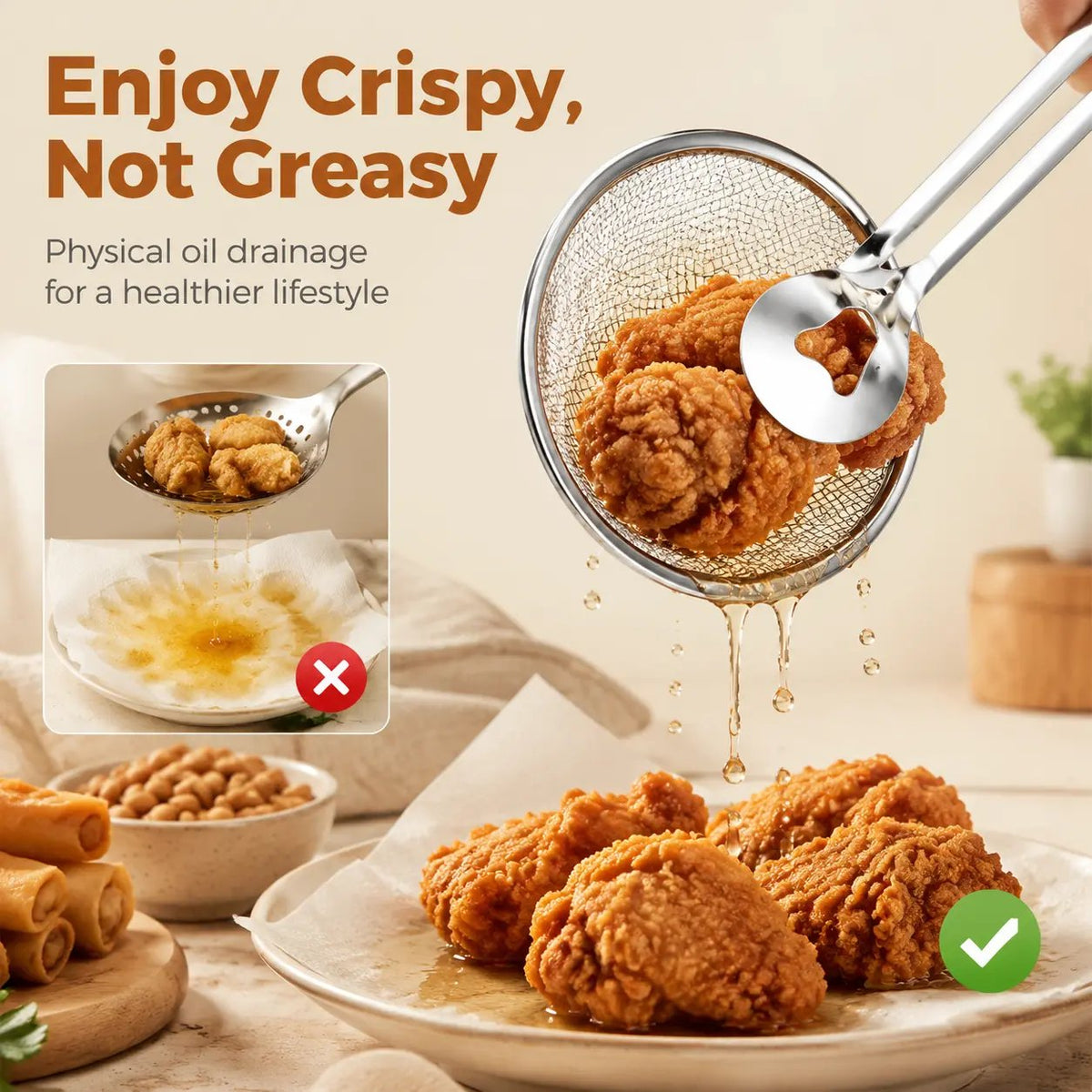🍟✨ Fry & Drain Kitchen Tongs – Grab, Strain & Serve with One Handy Tool