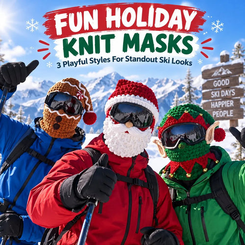 🎅🏂 3D Christmas Knit Ski Mask | 🌬️Warm Full-Face Cover in 3 Festive Styles for Ski Trips, Parties & Winter Adventures