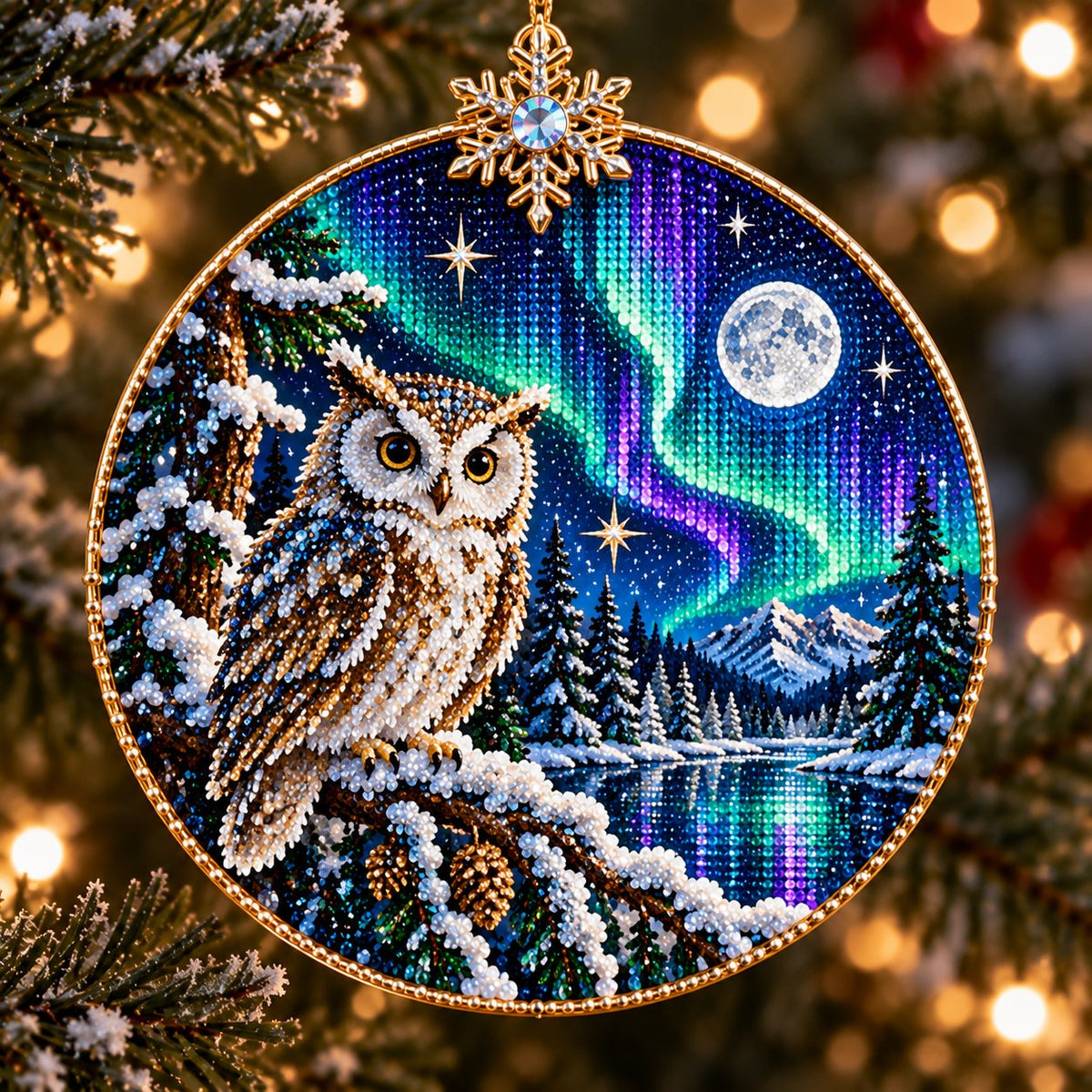 🌌 14-Day Aurora Diamond Painting Advent Calendar – DIY Wooden Christmas Ornament Kit