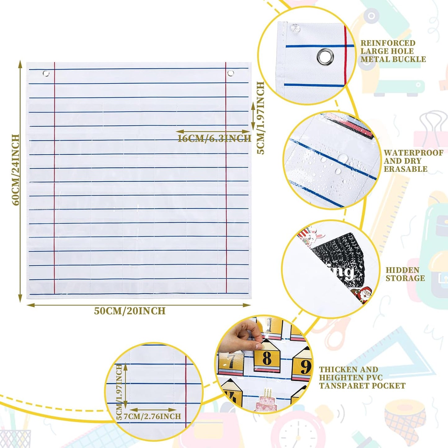 🍎📅 Back to School 2026-2028 Classroom Pencil Calendar Pocket Chart | Fun Learning Tool for Teachers
