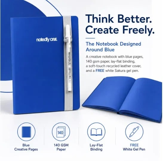 🎨📘 Think in Color Creative Notebook – 140 GSM Pages + Free White Gel Pen