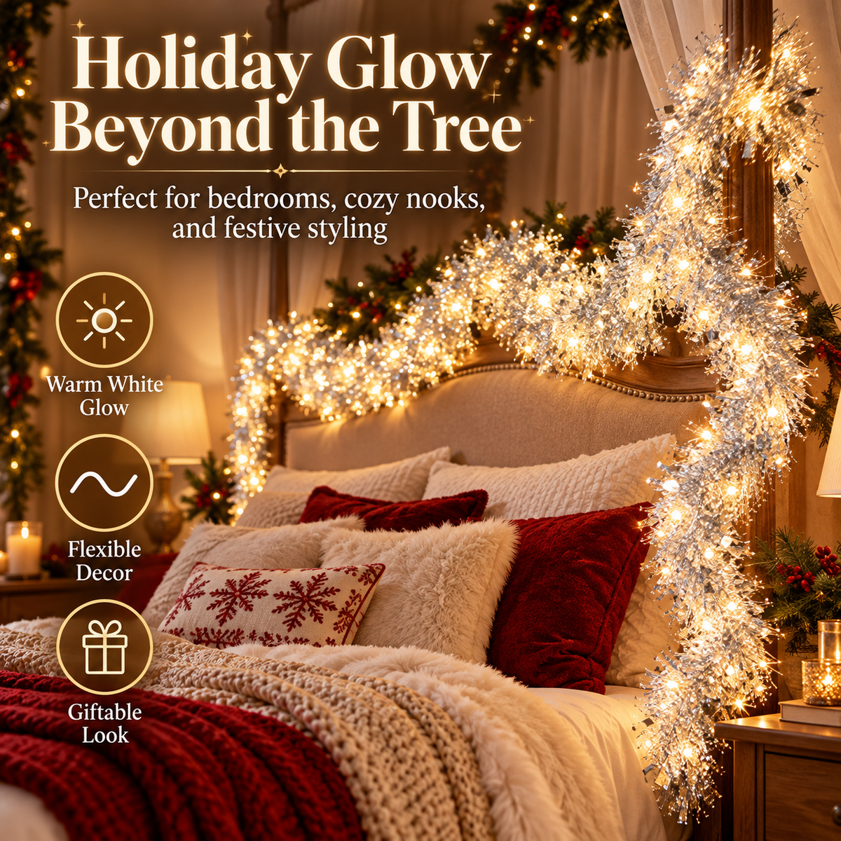 🎅 LED Christmas Tinsel Strand – Bright, Flexible & Festive
