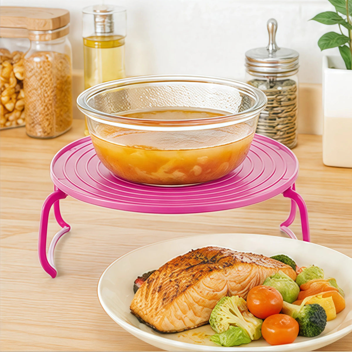 🍽️⚡ Double-Layer Microwave Meal Rack – Heat Two Plates at Once