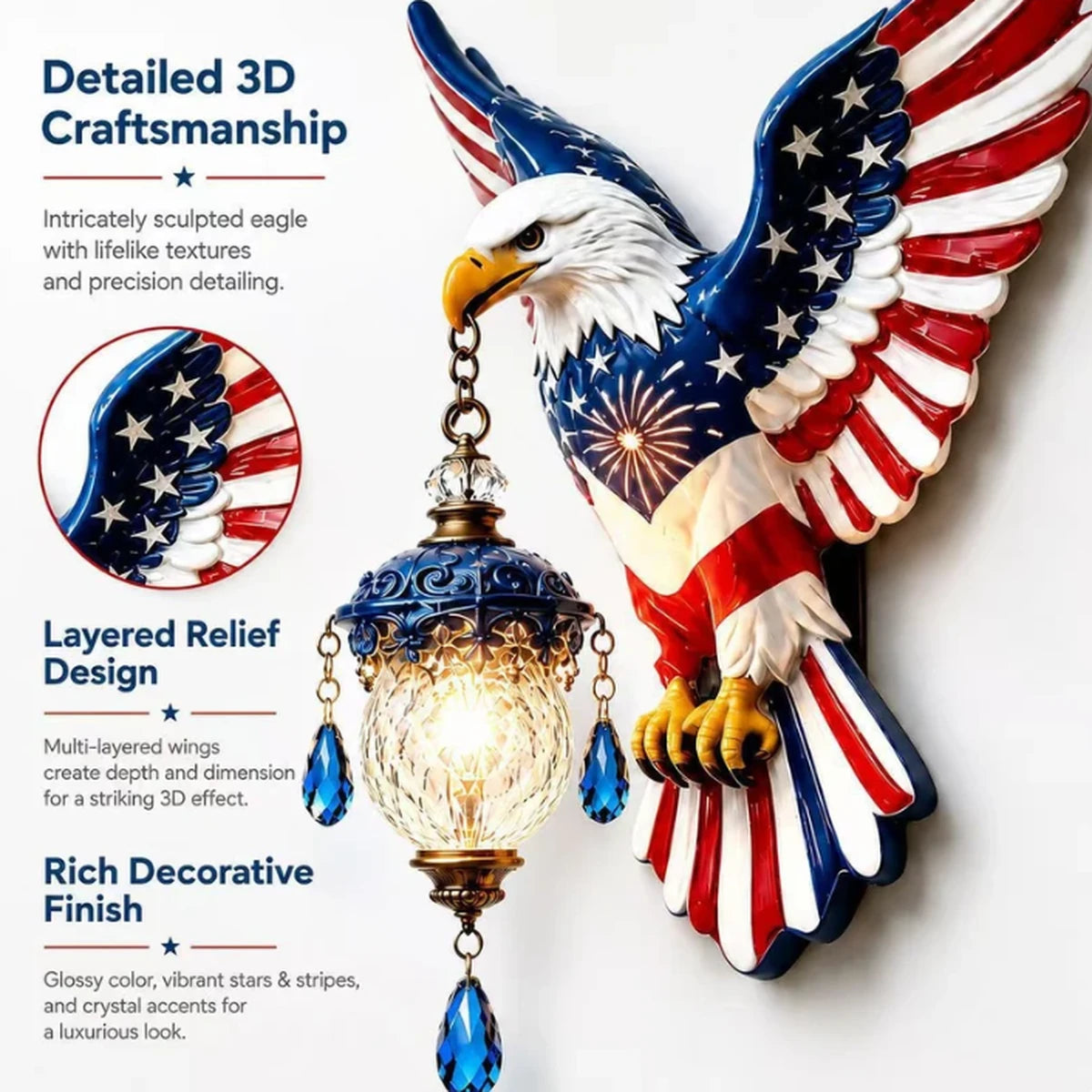 Detailed 3D craftsmanship of eagle pendant wall light