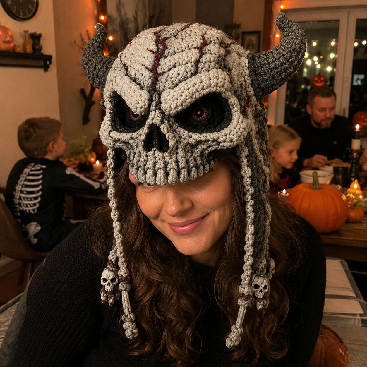 🎭🎃 Halloween Monster Hood DIY Crochet Kit | Premium Soft Yarn Materials with Step-by-Step Guide DIY Handmade Wearable Character Hood 🧶✨