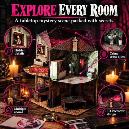 Dark Mansion Pop-Up Detective Puzzle Box, Immersive Mystery Adventure for Weekend Game Parties
