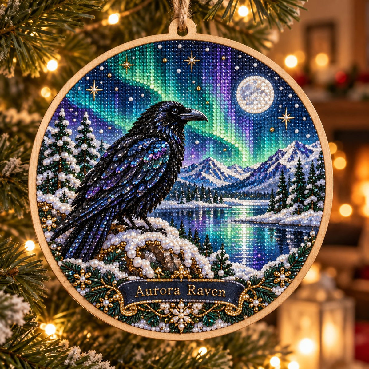 🌌 14-Day Aurora Diamond Painting Advent Calendar – DIY Wooden Christmas Ornament Kit