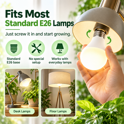 Natural White Full-Spectrum Grow Light Bulbs – E26 Indoor Plant Light, 2-Pack