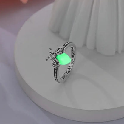 🔥Firefly Glow Ring S925 Silver – ✨Luminous Nature-Inspired Zircon Ring for Women | Cute Night Glow Jewelry Gift for Her